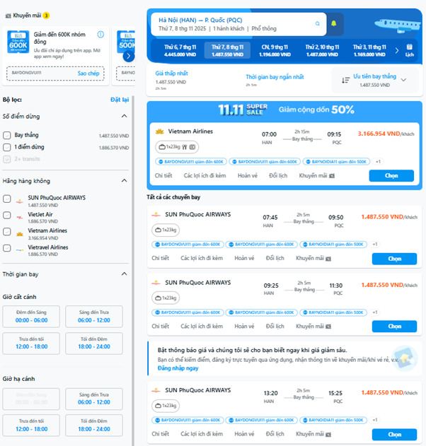 Traveloka giúp bạn lọc vé máy bay giá rẻ