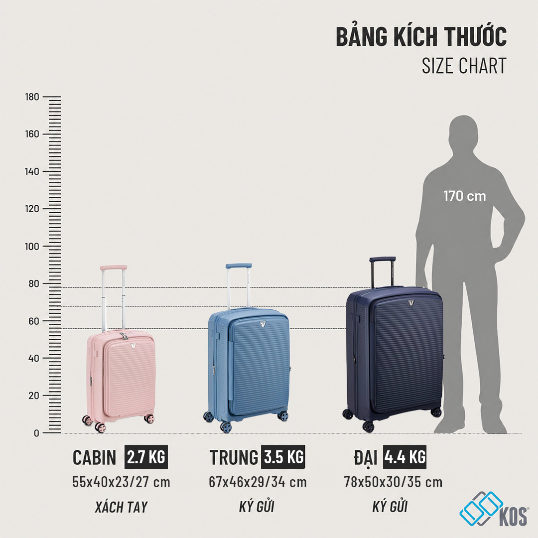 Cân nặng theo từng size của dòng Roncato Arcade DLX trẻ trung và tinh tế